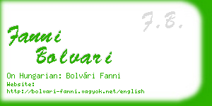 fanni bolvari business card